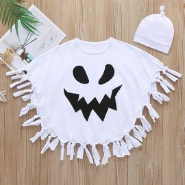 Moerstar Halloween Children's Cloak Poncho, Costume, Cosplay, Ghost, Ghost, Devil, Witch, Cosplay, Cute, Unisex, Kids Costume, Children’s Costume, Event, Performance Clothes (Recommended Height: 35.4