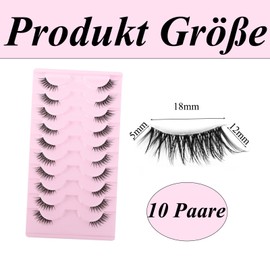 10 Paar Halbe Wimpern Half Lashes Cat Eye Fake LashesTransparent Natural Fake Lashes 18mm Schlanke Dicke Und Weiche Wimpern