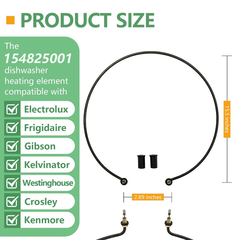 OEM 154825001 Dishwasher Heating Element Compatible with Frigidaire Kenmore Sears