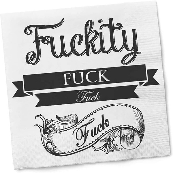 Funny Napkins - F'CKITY F'CK F'CK F'CK - Boutique Cocktail Napkins, 5"X5", Pack Of 20 Party Napkins