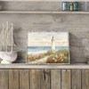 Lighthouse Framed Wooden Wall Art: Beach Artwork Abstract Ocean Painting