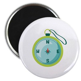 CafePress Hiking Compass Magnets 2.25" Round Magnet, Refrigerator Magnet
