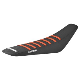 Enjoy Mfg 2019-2022 KTM SX-SXF 125 250 350 450 seat cover   all BLACK w/ ORANGE ribs #173