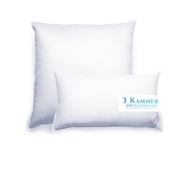 Aura® Luxury 3 Chamber Pillow 80 x 80 cm, Firm, Exterior: 90% Down, High-Quality Hungarian Class I, Inner: Goose Feathers, Oeko-Tex 100, Exclusive 100% Cotton Cover Down Pillow