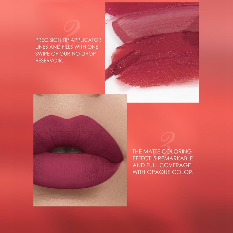 Set EnMart de 12 Labiales Líquidos Mate y Delineadores: Larga