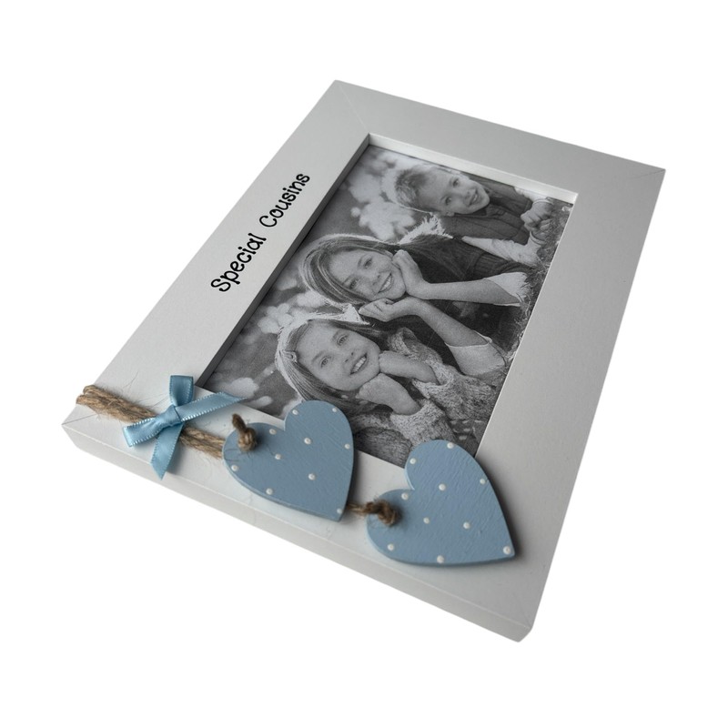 Special Cousins White Wooden Picture Frame 6x4 in with Blue
