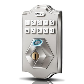 KANFOX KS2 Fingerprint, Keyless Entry Deadbolt with Keypad, Electronic Deadbolt, Smart Locks for Front Door, with Code,Auto Lock,Easy Installation,Satin Nickel
