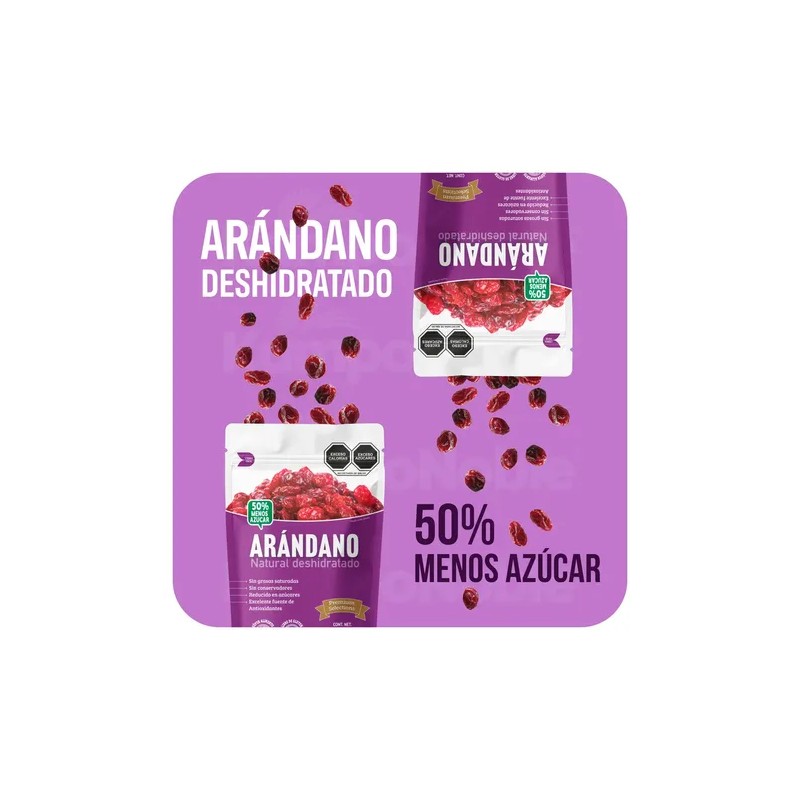 Arándano Rojo Deshidratado Reducido en Azúcar 50 menos azúcar Contenido
