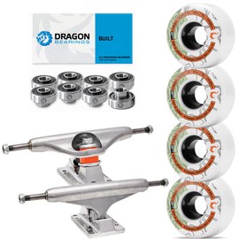 Fireball Independent Trucks Stage 11 Skateboard Trucks Bundle - Set of 2 Independent Stage 11 Trucks with Terra 54mm Skateboard Wheels & Built Bearings for Cruising (139mm, Stage 11 Polished)