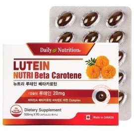 Daily Nutrition Nutri Lutein Eye Nutrients Beta Carotene Vitamin A Bilberry Marigold Flower Extract 90 Capsules 3 Months / 뉴트리 루테인 눈영양제 베타카로틴 비타민A 빌베리 마리골드꽃 추출물 90 캡슐 3개월