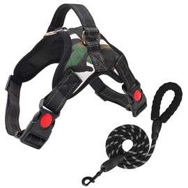 FYY Dog Harness No Pull - Breathable Adjustable Pet Harness Dog Vest Harness With Lead, Reflective Oxford Easy Control Dog Harness with Sturdy Handle for Small Medium Large Dogs S-Camo