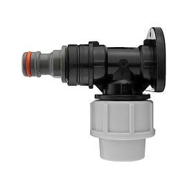 B2C MDPE Compression Wall Flange Plate + Hozelock Compatible Quick Connect Tap 25mm (QuickConnector)