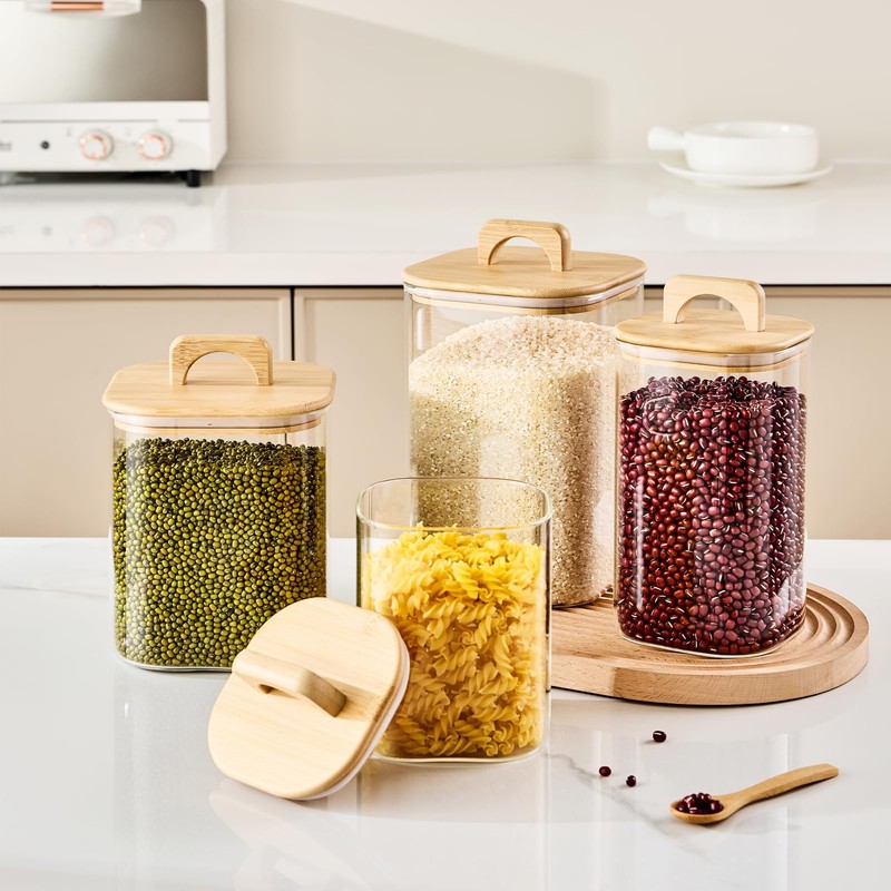 Sweejar 3 qt Glass Jars for Laundry Room Organization, 96