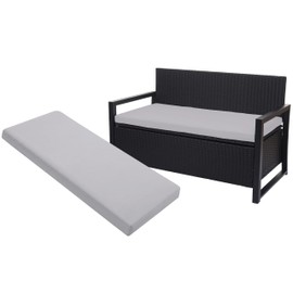 A ATH COLLECTION 100% Waterproof 2 3 4 Seater Indoor & Outdoor Bench Cushion Seat Pads for Lawn & Garden, Patio, Office, Coffee Shop with Removable cover (2 Seater 108cm x 45cm x 5cm, Silver)