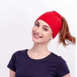 IYOU African Wide Headband Red Knotted Hair Bands Sweatband Cotton Yoga Running Headband for Women (Pack of 2)