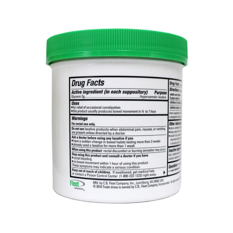 Fleet Glycerin Suppositories Adult Laxative 100 Count (Pack of 4)