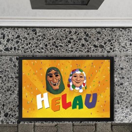 speecheese Helau Mainzer Fancy Dress Door Mat XL in 40 x 60 cm with Costume Masks to Welcome Jecks and Fools to Carnival and Ring in the Fifth Season