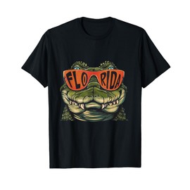 Florida Alligator Wearing Retro Style Sunglasses Animal Art T-Shirt