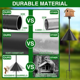 IIOPE Bird Feeder Pole,97 Inch Heavy Duty Bird Feeder House Stand with Squirrel Proof Baffle for Outside Garden (Bird House NOT Included)