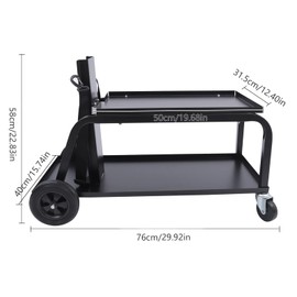 2 Tier Welder Plasma Cutter Durable Cart Welding Tool Cart Trolley with Wheels 110 Lbs Weight Capacity for Universal Storage Bottle Tanks Warehouse,Factory, Outdoor and Indoor(Black)
