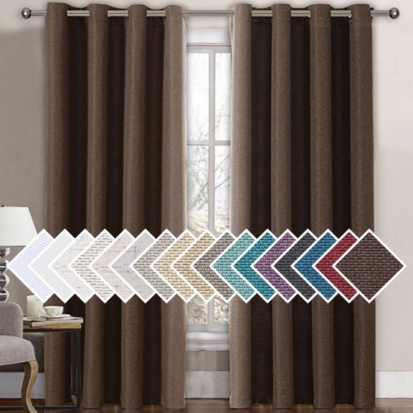 H.VERSAILTEX H.VERSAILTEX Linen Blackout Curtain 84 Inches Long for Bedroom/Living