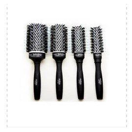 Alpha New York Round Hair Brush Set, Ceramic Ionic Technology, Boar Bristle, 4 Pieces