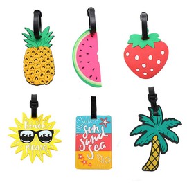 PVC Luggage Tags Fruit Suitcase Labels with Various Patterns Name ID Labels for Suitcase Baggage Tag Travel Accessories-Set of 6