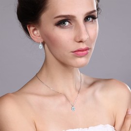 Gem Stone King 7X5MM Oval Gemstone Birthstone Pendant and Earrings Jewelry Set For Women | 925 Sterling Silver | Fine Jewelry Gifts for Her Mom Women Wife | With 18 Inch Silver Chain