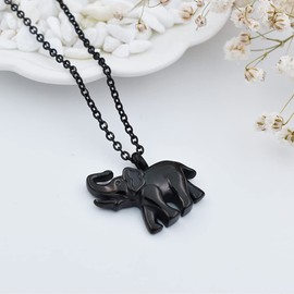 Cute Elephant Cremation Jewelry for Ashes Memorial Jewelry Cremation Urn Necklace Urn Jewelry Memorial Pendant for Pet/Human (Black)