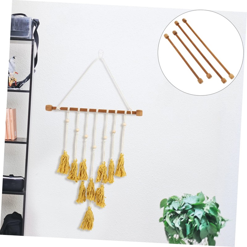 Kichvoe Bamboo Tapestry Poles 4-Piece Woven Hanging Rods Multi-functional Flag