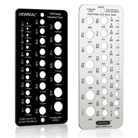 Stainless Steel Drill Gauge - 29-Holes Standard Metric Size, 1/16 Inch to 1/2 Inch Drill Bit Index, 1pc Black + 1pc Silver