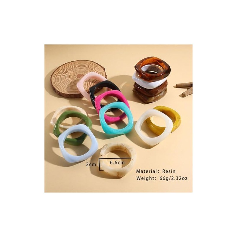Kicomvi Colorful Resin Irregular Bangle Bracelet Acrylic Acetate Mottled Wide