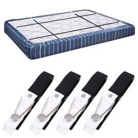 Swpeet 4Pcs Bed Sheet Holder Straps, Black Adjustable Fitted Sheet Clips, Elastic Mattress Sheets Grippers Holders Straps, Bed Sheet Fastener Suspenders for Bed Sheets, Mattress Covers, Sofa Cushion