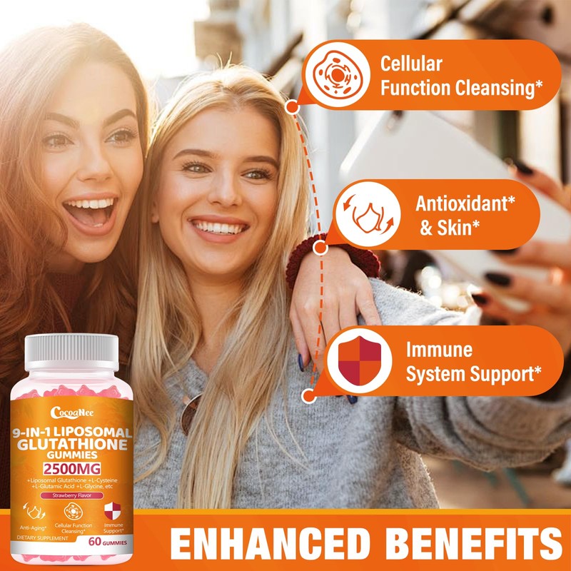 2 Packs 2500MG Liposome Glutathione Gummies, Composite L-Cysteine, Collocation Milk