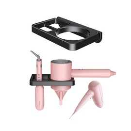 NOTMBESTM Hair Dryer Holder Blow dryer Holder Compatible with Flat Iron Holder Wall Mount for Hair Tool Storage Organizer Straightener Holder Rack Build in Cable Management Slot (Black)