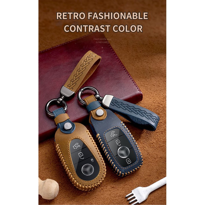 ontto Leather Car Key fob Cover fit for Mercedes A
