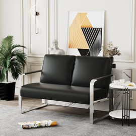 HAOBO Home Loveseat Couch Bench Settee for Living Room, Upholstered Small Sofa Couch PU Leather Banquette Lounge Bench for Dining Room Bedroom Funiture