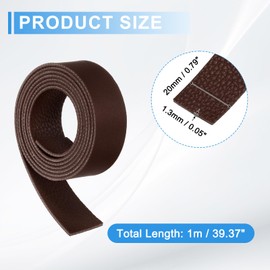 sourcing map Leather Straps, 0.8 Inch Wide 39 Inch Long Soft Flat Leather Strips Cord for Craft Projects Tooling Belt Bag Making, Coffee
