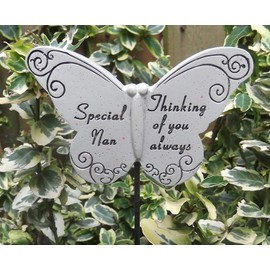 Memorial Butterfly Special Nan on Stick , Put By Grave Side