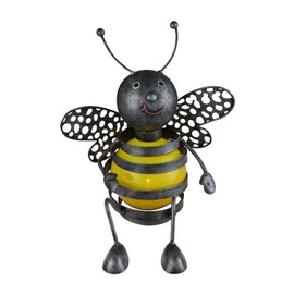 Solar Lamp for Outdoor Garden Bee Figure - Solar Light Balcony Metal - Garden Lamp Height 24 cm - Outdoor Light LED Sitting - Garden Decoration Solar Weatherproof - Black Yellow