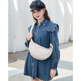Micmores Shoulder Bag Women's Bum Bag Women's Stylish Nylon Crossbody Bag Women's Crescent Moon Bag Shoulder Bag with Adjustable Shoulder Strap, Y2K Belt Bag for Any Occasion, Black (black-2),