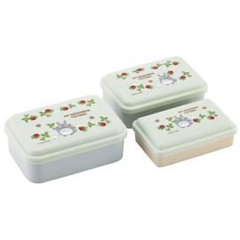 Skater SLUS3AG-A Antibacterial Sealing Containers, Set of 3, Storage Containers, My Neighbor Totoro, Strawberry, Studio Ghibli, Made in Japan