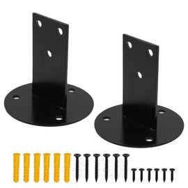 Enwye 2 Pcs Straight Stainless Steel Stair Handrail Bracket Wall Mounted Black Metal Railing Wood Handrail Flat Base Holder For Indoor Outdoor Use