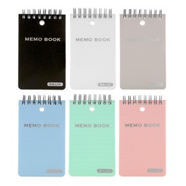 BAZIC Small Notebook Memo Book 3"x5" Spiral Top Bound Pad, Pastel Color 100 Sheets Wirebound Pocket Personal Notebooks, 6-Pack