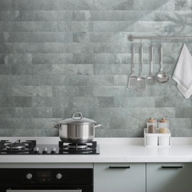 AULIGET 40-Piece Mountain Rock Peel and Stick Backsplash Wall Tiles, 3" x 12" PVC Faux Stone Stick on Tiles for Backsplash Kitchen, Bathroom, Laundry Room, Camper, Fireplace