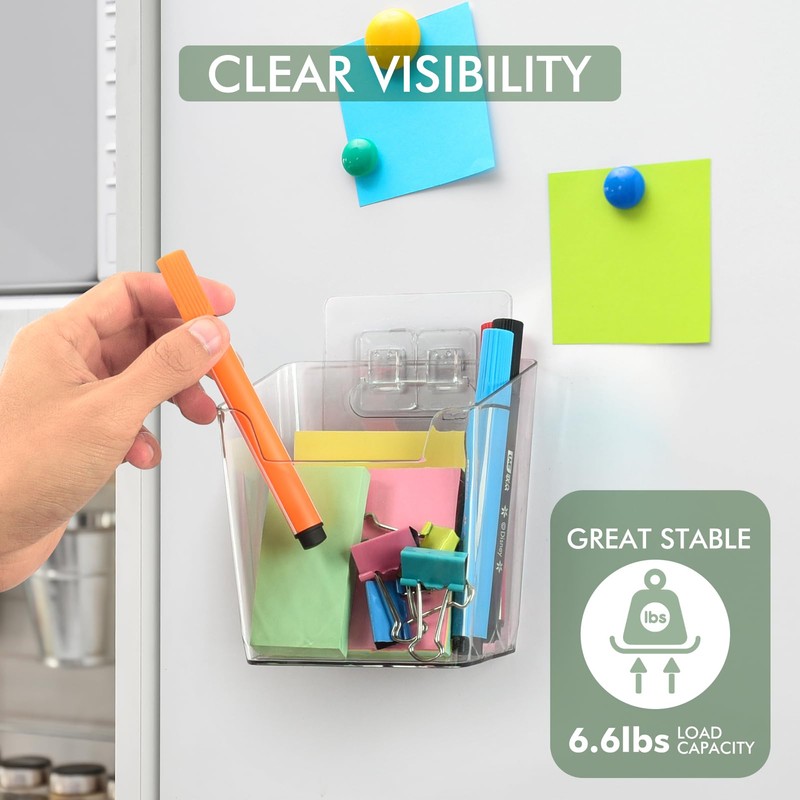Clear Adhesive Wall Storage Bins, Large 4 Pack Cabinet Door