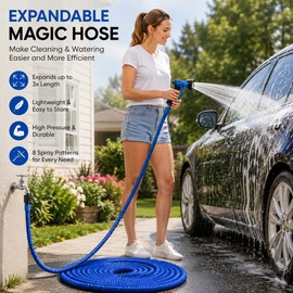 25ft Expandable Garden Hose Pipe with Adjustable Nozzle for Car Wash and Gardening
