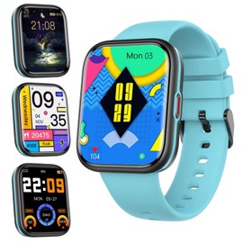 Reloj inteligente, multimodos deportivos con frecuencia cardíaca SpO2, resistente al agua, Bluetooth Smartwatch para Android iOS, azul                