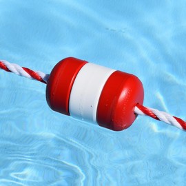 Pool Safety Rope and Float Kit - 20 Feet - 1/2 Inch Red and White Rope with 3 x 5 Inch Handi-Lock Floats