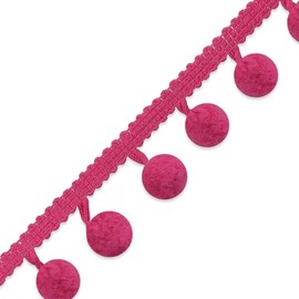 Trims by the Yard 5 Yards of 3/8" Pom Fringe Trim, Fuchsia
